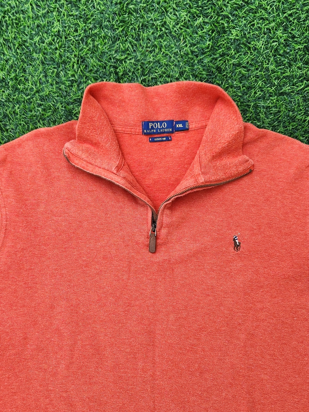 Polo Ralph Lauren Sweater Mens Size 2XL Orange Flesh Pony Logo Knit Estate Rib